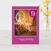 Gelukkige 9e verjaardag voor meisje met fee negend kaart (Gele Bloem)