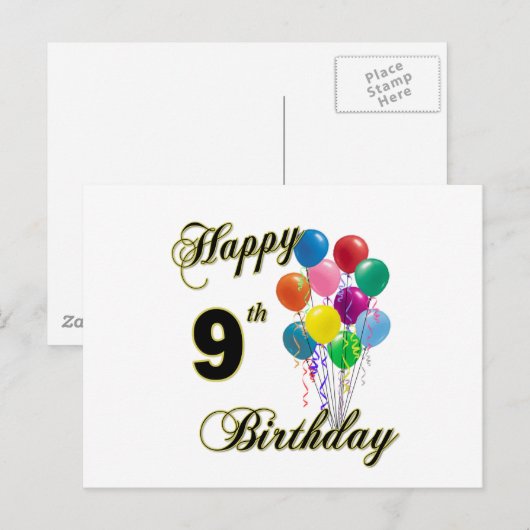 Gelukkige 9e Verjaardagscadeaus en Verjaardagskled Briefkaart (Voorkant / Achterkant)