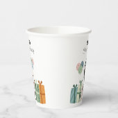 Gelukkige Aap met ballonnen en geschenken, verjaar Papieren Bekers (Links)