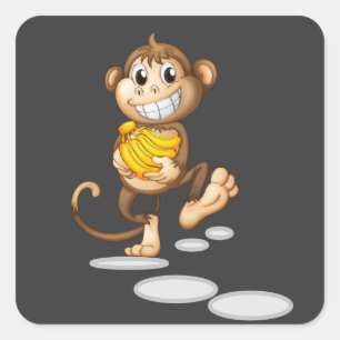 gelukkige aap vierkante sticker