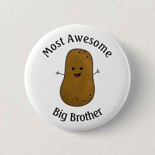 Gelukkige Aardappel Meest Geweldige Oudere Broer Ronde Button 5,7 Cm (Voorkant)