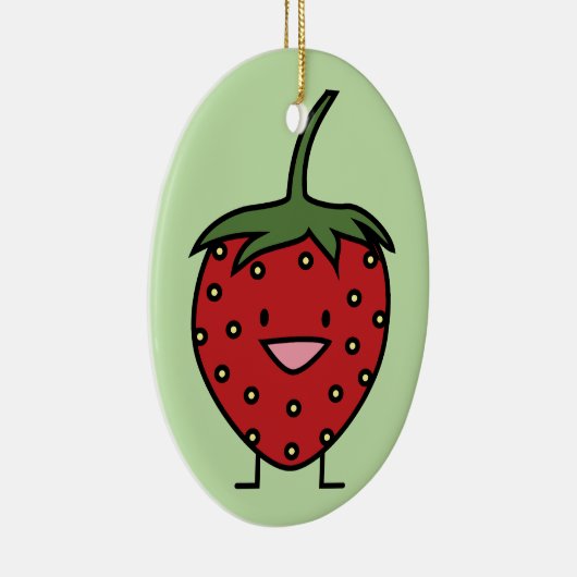 Gelukkige Aardbei Keramisch Ornament (Rechts)