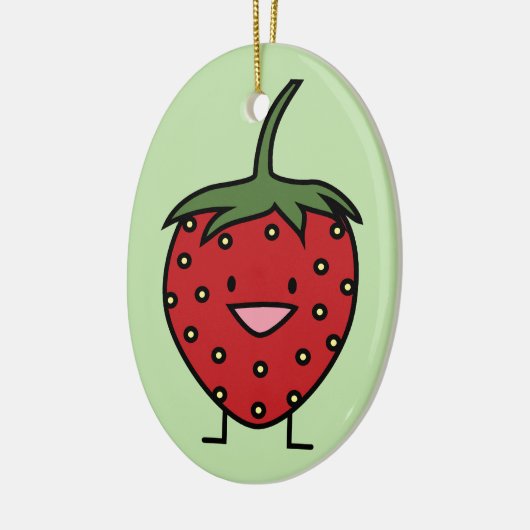 Gelukkige Aardbei Keramisch Ornament (Links)