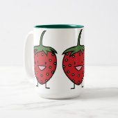 Gelukkige Aardbei Tweekleurige Koffiemok (Voorkant links)