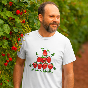Gelukkige Aardbeien Familie Fruit Piramide T-shirt