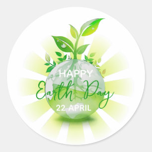 GELUKKIGE AARDDAG 2026 RED DE PLANEET RONDE STICKER