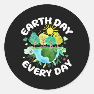Gelukkige Aarddag 2026 Sla de Planeet Aarde Dag Op Ronde Sticker