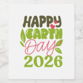 Gelukkige aarddag 2026 wijn etiket (Enkel label)