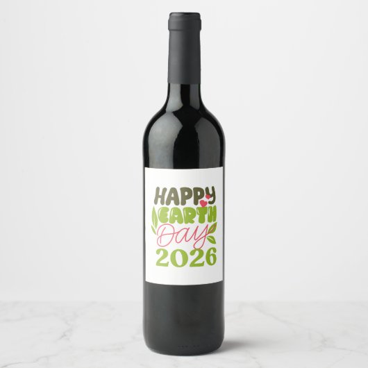 Gelukkige aarddag 2026 wijn etiket (Voorkant)