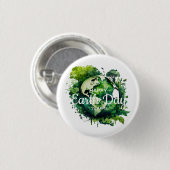 Gelukkige aarddag viering 2026 ronde button 3,2 cm (Voorkant /achterkant)