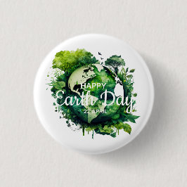 Gelukkige aarddag viering 2026 ronde button 3,2 cm
