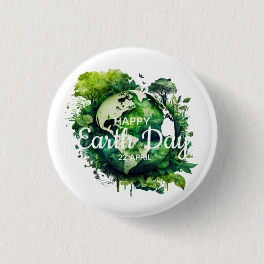 Gelukkige aarddag viering 2026 ronde button 3,2 cm (Voorkant)
