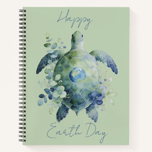 Gelukkige Aardedag Schildpad Ontwerp Notitieboek (Voorkant)