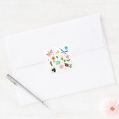 Gelukkige achtertuindieren vierkante sticker (Envelop)