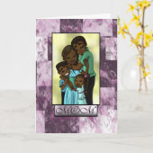 Gelukkige Afro-Amerikaanse Familie Moederdag Kaart (Gele Bloem)