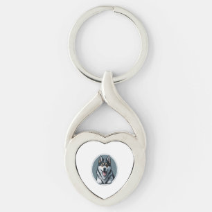 gelukkige Alaskan Malamute Puppy Sleutelhanger