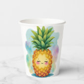 Gelukkige Ananas Papieren Bekers (Achterkant)