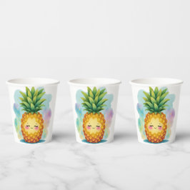 Gelukkige Ananas Papieren Bekers
