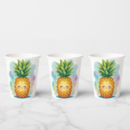 Gelukkige Ananas Papieren Bekers (Multi)