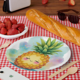 Gelukkige Ananas Papieren Borden Bordje