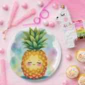 Gelukkige Ananas Papieren Borden Bordje (Feest)