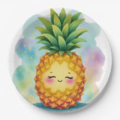 Gelukkige Ananas Papieren Borden Bordje (Voorkant)
