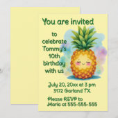 Gelukkige Ananas Verjaardagsfeest Uitnodiging (Voorkant / Achterkant)