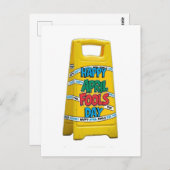 Gelukkige april dwazen dag plastic geel teken briefkaart (Voorkant / Achterkant)