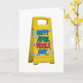 Gelukkige april dwazen dag plastic geel teken kaart (Gele Bloem)