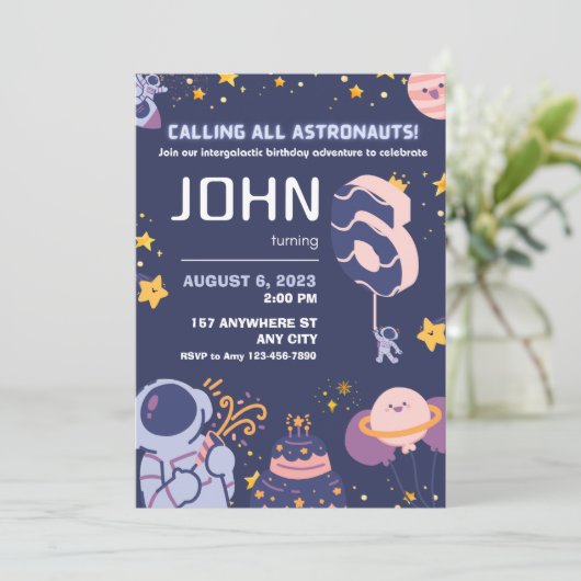 Gelukkige Astronaut Jongens 6e Verjaardag geperson Kaart (Staand voorkant)