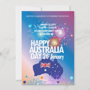 Gelukkige Australië Dag 26 januari vuurwerkfestiva Kaart