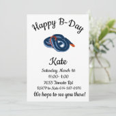 Gelukkige B-day Blauwe lange klierkoraalslang Kaart (Staand voorkant)