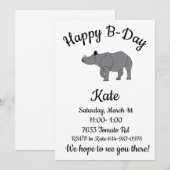 Gelukkige B-day Indiase neushoorn Afrika Dier Kaart (Voorkant / Achterkant)