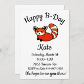 Gelukkige B-day Rode Panda Kaart (Voorkant / Achterkant)