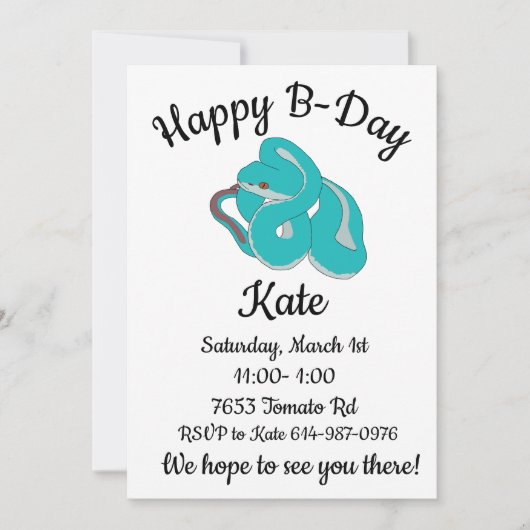 Gelukkige B-day Witte lippenboomadder Kaart (Voorkant)