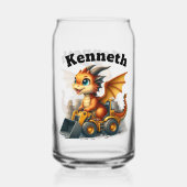 Gelukkige baby-draak rijdt een graaier aan blikvorm glas (Achterkant)