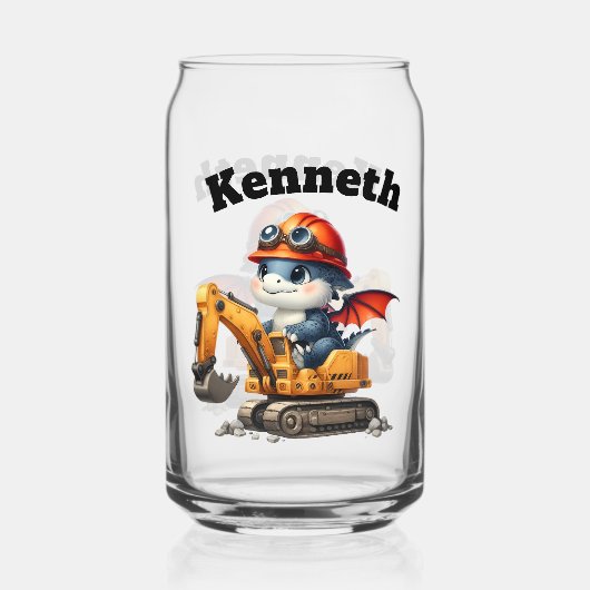 Gelukkige baby draken op bouwplaats blikvorm glas (Achterkant)