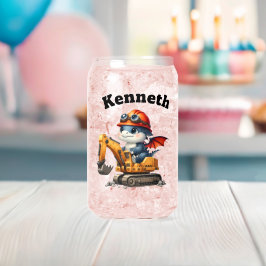 Gelukkige baby draken op bouwplaats blikvorm glas