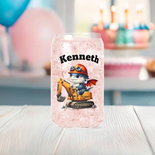 Gelukkige baby draken op bouwplaats blikvorm glas (Insitu (Baby Shower))