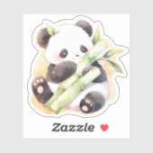 Gelukkige Baby panda met bamboe Sticker (Vel)