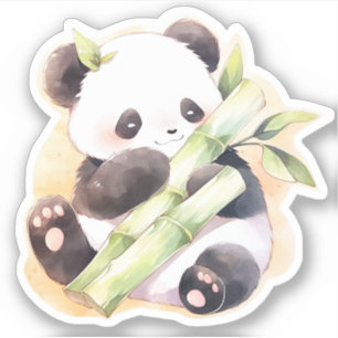 Gelukkige Baby panda met bamboe Sticker
