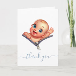 Gelukkige Baby Peeking uit Baby shower Dank u Kaart