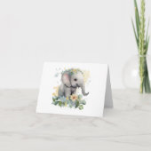 Gelukkige Baby Waterverf Olifant met Bloemen BLANK Kaart (Voorkant)
