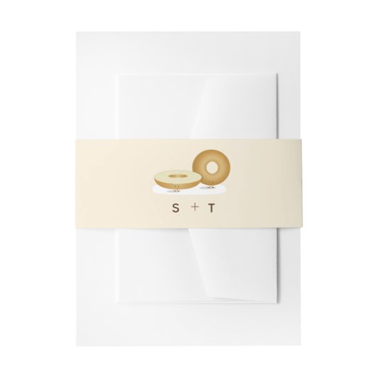 Gelukkige bagel illustratie bruiloft witte bruine uitnodigingen wikkel (Voorkant Voorbeeld)