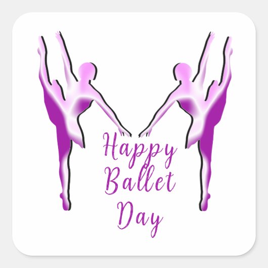 Gelukkige Balletdag Vierkante Sticker (Voorkant)