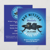 Gelukkige Bar Mitzvah 20XX Blauwe Decoratie RSVP Kaartje (Voorkant / Achterkant)
