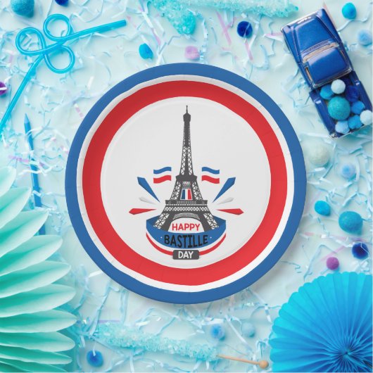 Gelukkige Bastille dag Eiffeltoren Papieren Bordje (Feest)