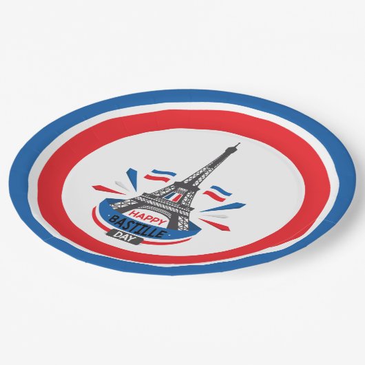 Gelukkige Bastille dag Eiffeltoren Papieren Bordje (Gekanteld)