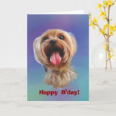 Gelukkige B'day! Het leuke yorkie digitale Kaart (Gele Bloem)