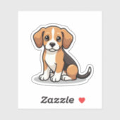 Gelukkige Beagle Puppy – Chibi Kunst Sticker (Vel)